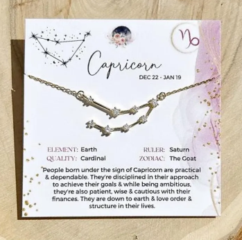 Zodiac Constellation Necklace 14k Gold Plated - Capricorn