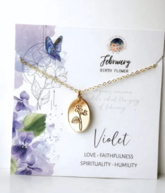 February Birthflower Necklace 18k Gold - Violet