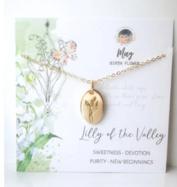 May Birthflower Necklace 18k Gold - Lily of the Valley