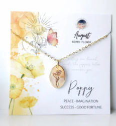 August Birthflower Necklace 18k Gold - Poppy