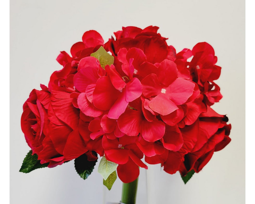 Red Rose & Hydrangea Bouqet