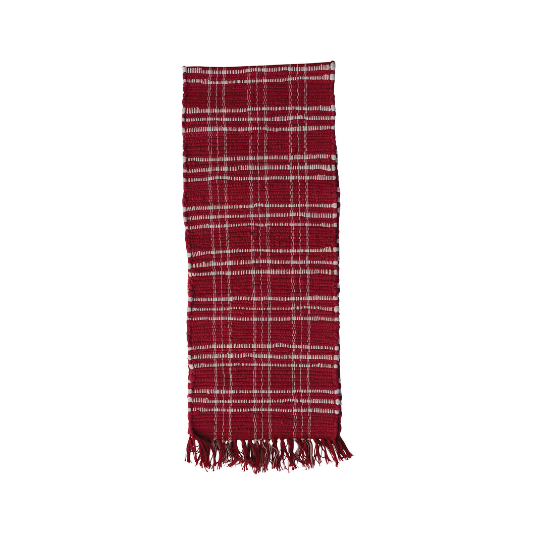 Hand-Woven Cotton Table Runner with Fringe
