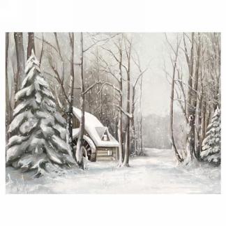 Winter Cottage Canvas Art