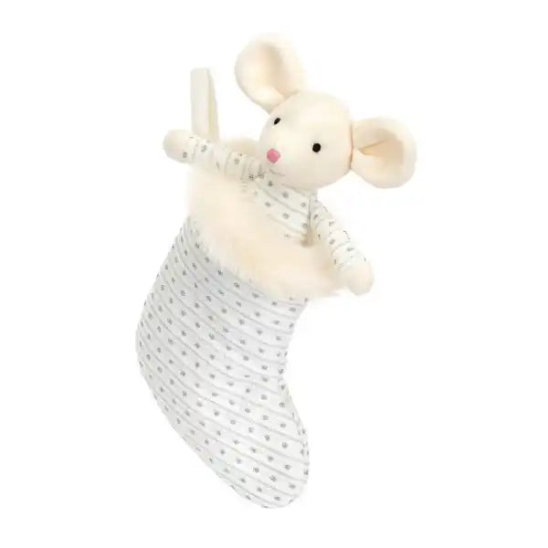 Jellycat Shimmering Stocking Mouse - Cream