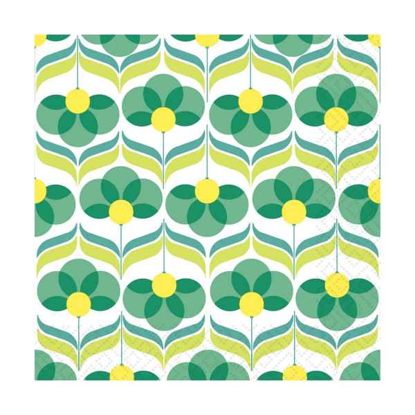 Green Geo Flowers Napkins