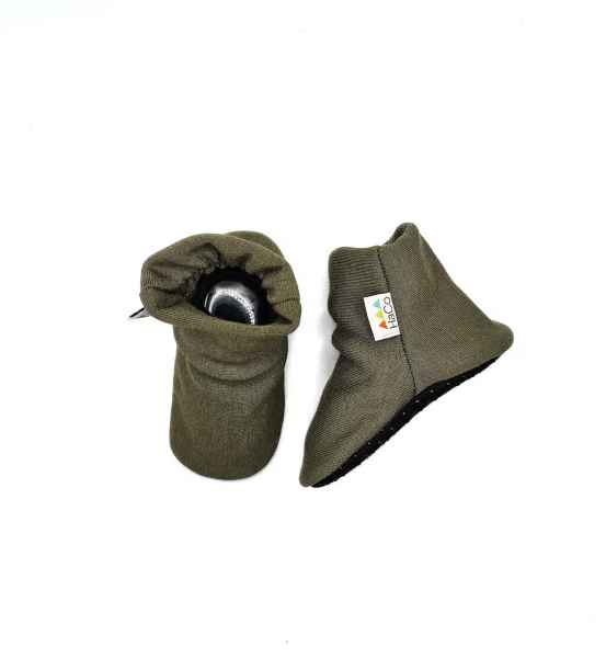 HaCo Baby Booties - Army Green Bamboo - Size 2