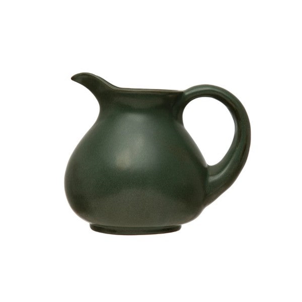 Teal Stoneware Pitcher with Reactive Glaze