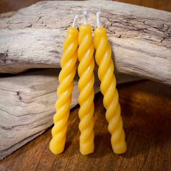 (6) Pack Mini Spiral Tapers Local Handmade Manitoba Beeswax