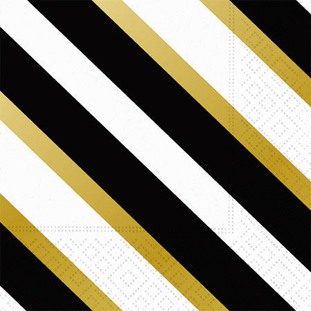 Dot & Stripe Black & Gold Foil Cocktail Napkins