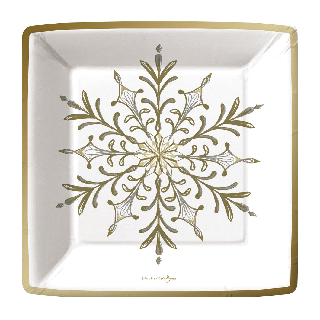 Luxe Snowflake Paper Dinner Plates (8)