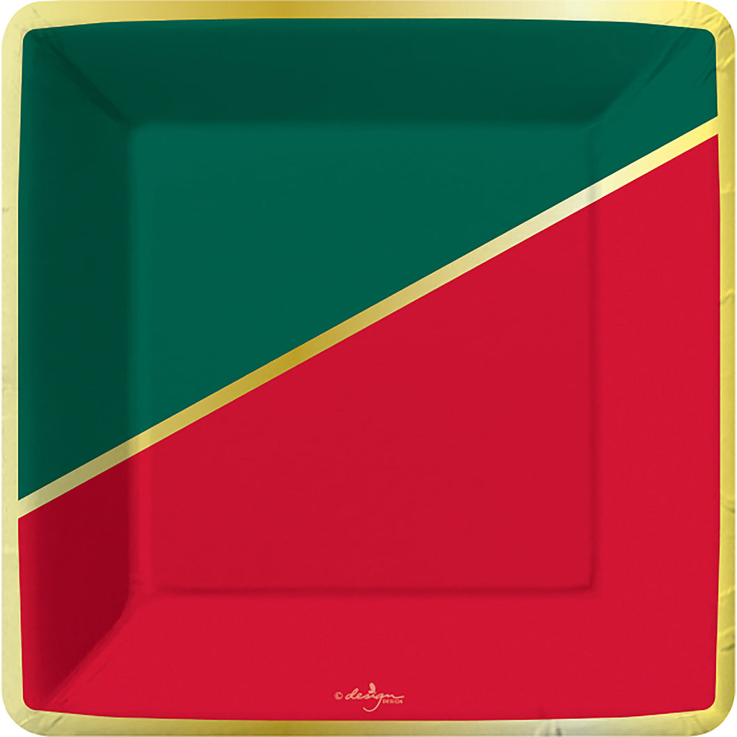 Color Block Holiday Paper Dessert Plates (8)