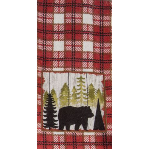 Red Plaid Bear Dual Purpose Terry Tea Towel