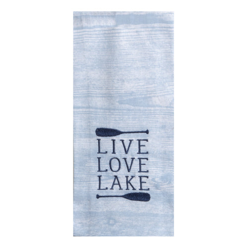 Live Love Lake Embroidered Tea Towel