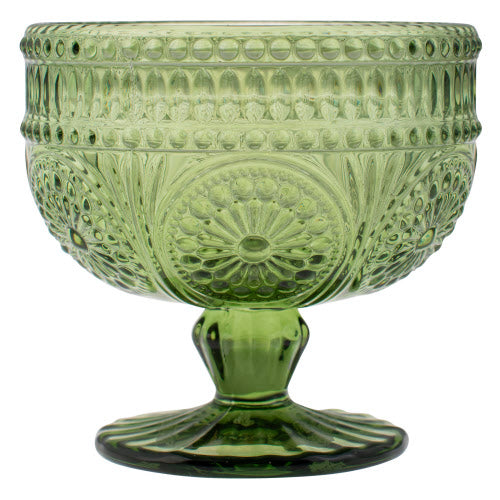 Medallion Stemmed Glass Bowl