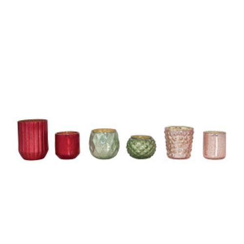 Red Mercury Glass Votive Holder - 3