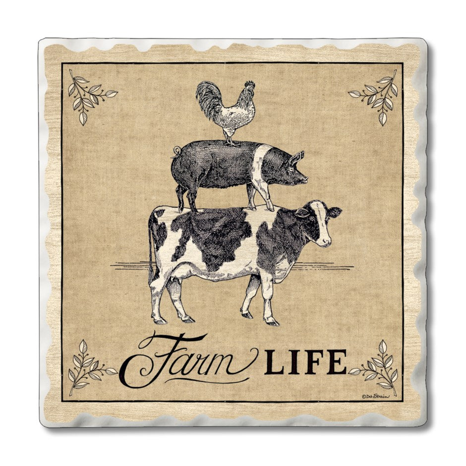 Farm Life Vintage Farm Style Coaster