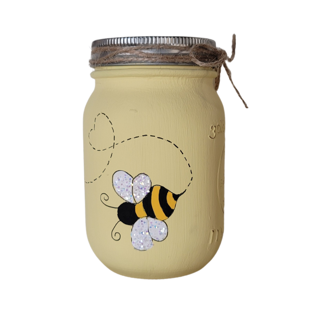 Local Handpainted Bees Mason Jar - Yellow