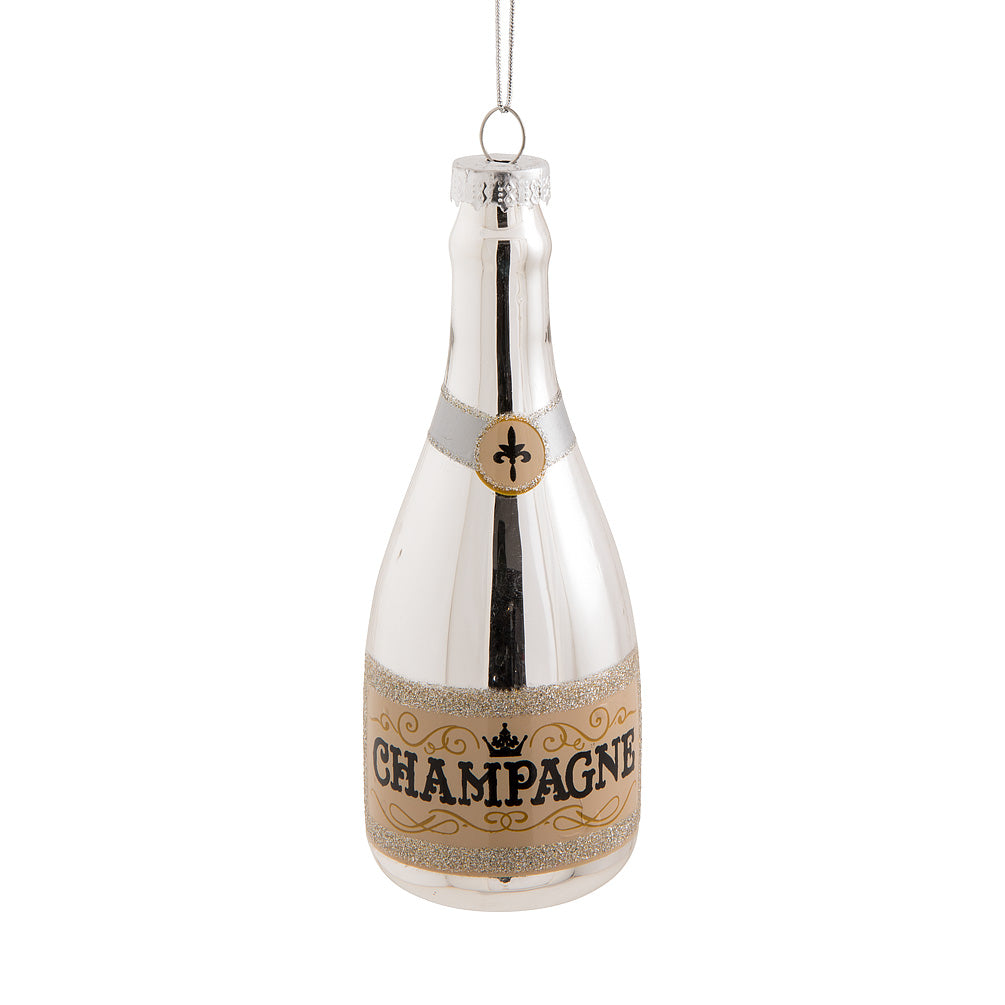 Champagne Bottle Ornament - Silver