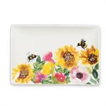 Load image into Gallery viewer, Sunflower &amp; Bees Bone China Tray - 4&quot;x6&quot;
