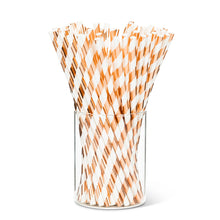 Load image into Gallery viewer, Rose Gold Stripe - Biodegradable Paper Straws - pack of 100
