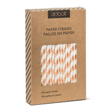 Load image into Gallery viewer, Rose Gold Stripe - Biodegradable Paper Straws - pack of 100
