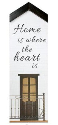House Shaped Wood Sign - Home is Where the Heart Is...