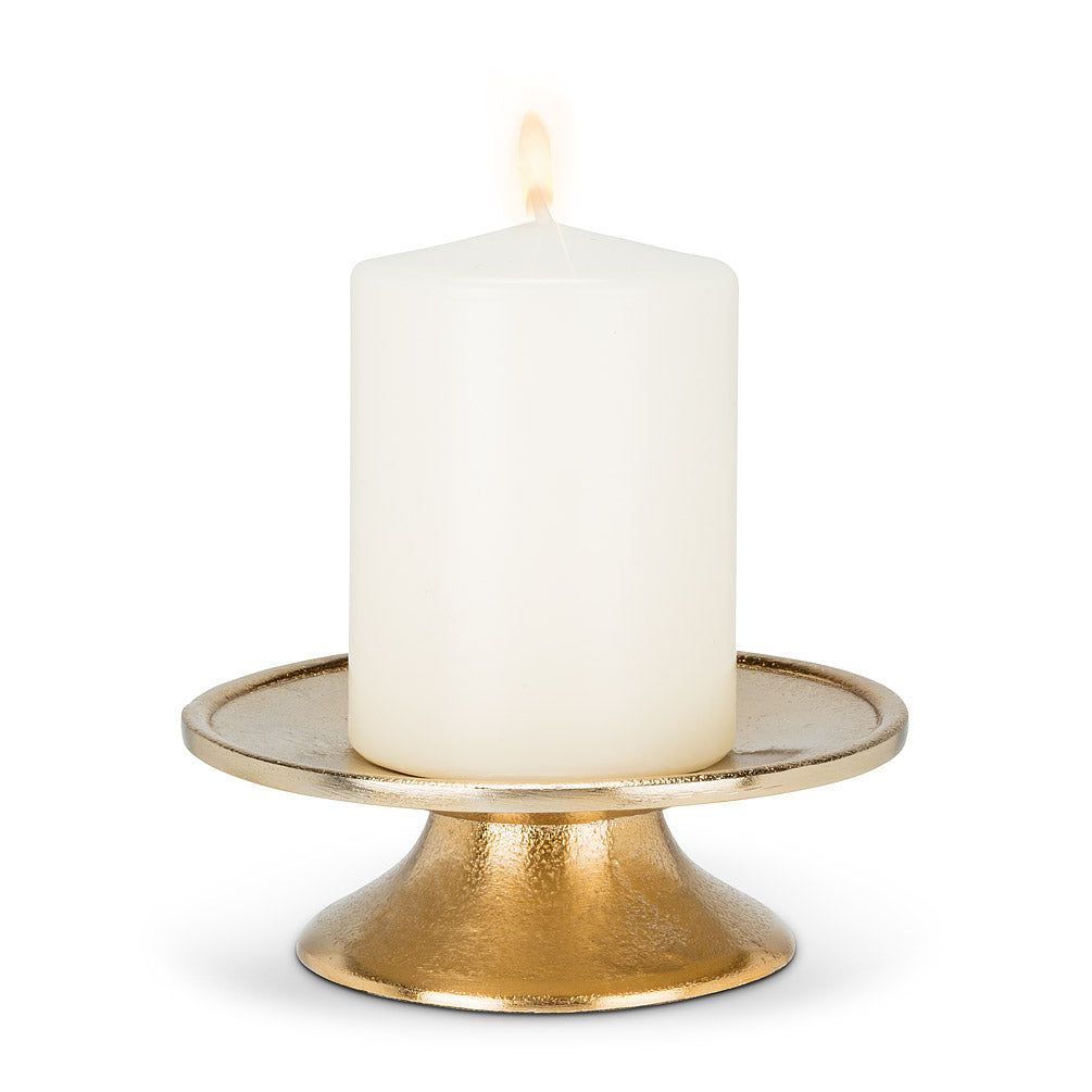 Low Pillar Candle Stand - Gold