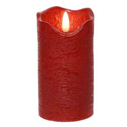Rustic Warm White LED Flameless Candle - Red - 5