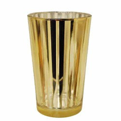 Gold Striped Glass Votive Holder - 4