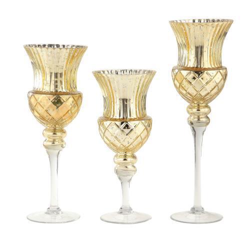 Mercury Glass Candle Holder - Champagne - Various Sizes