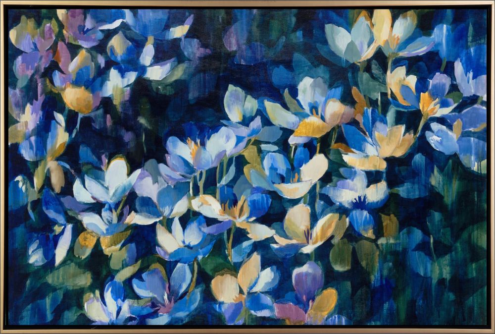 Water Blossoms Hand Embellished Print in Floating Frame - 30