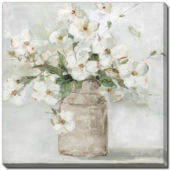 Spring Cottage Blooms Hand Embellished Canvas Print - 24