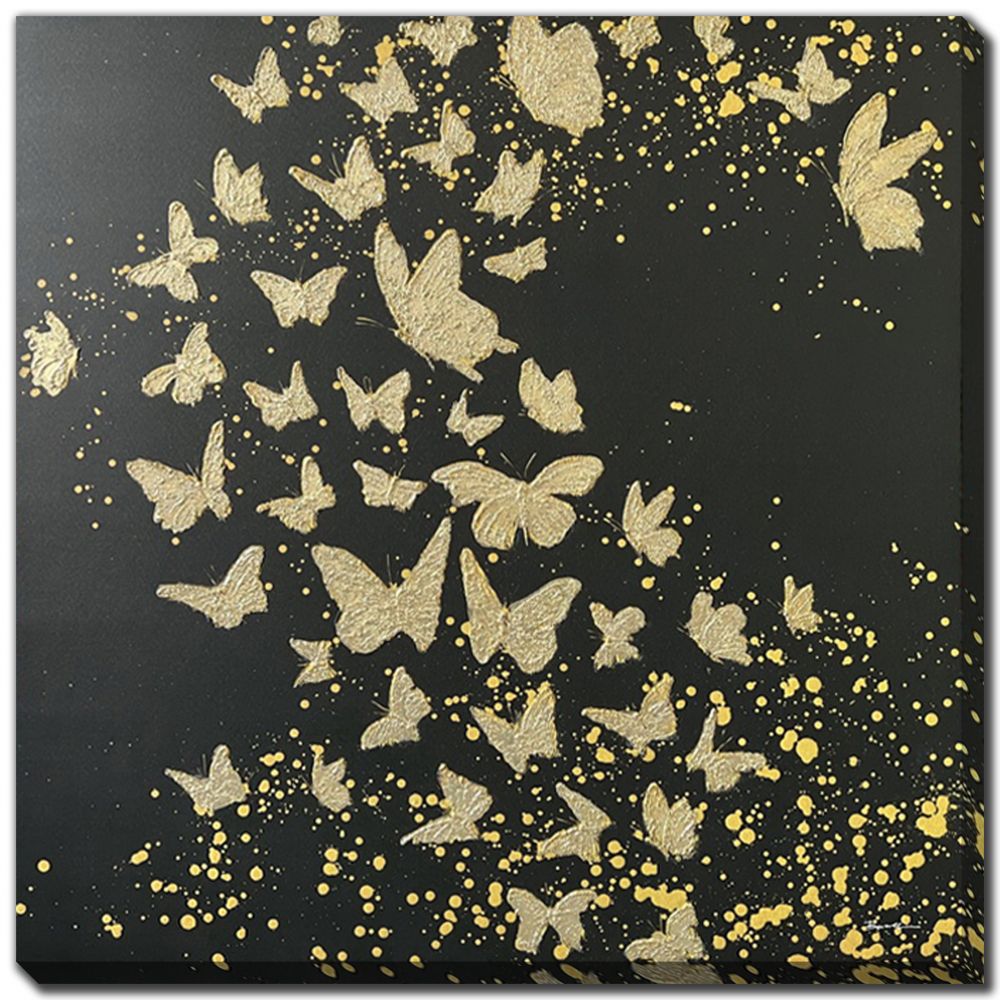 Golden Flight Hand Embellished Textured Canvas with Gold Detail - 36