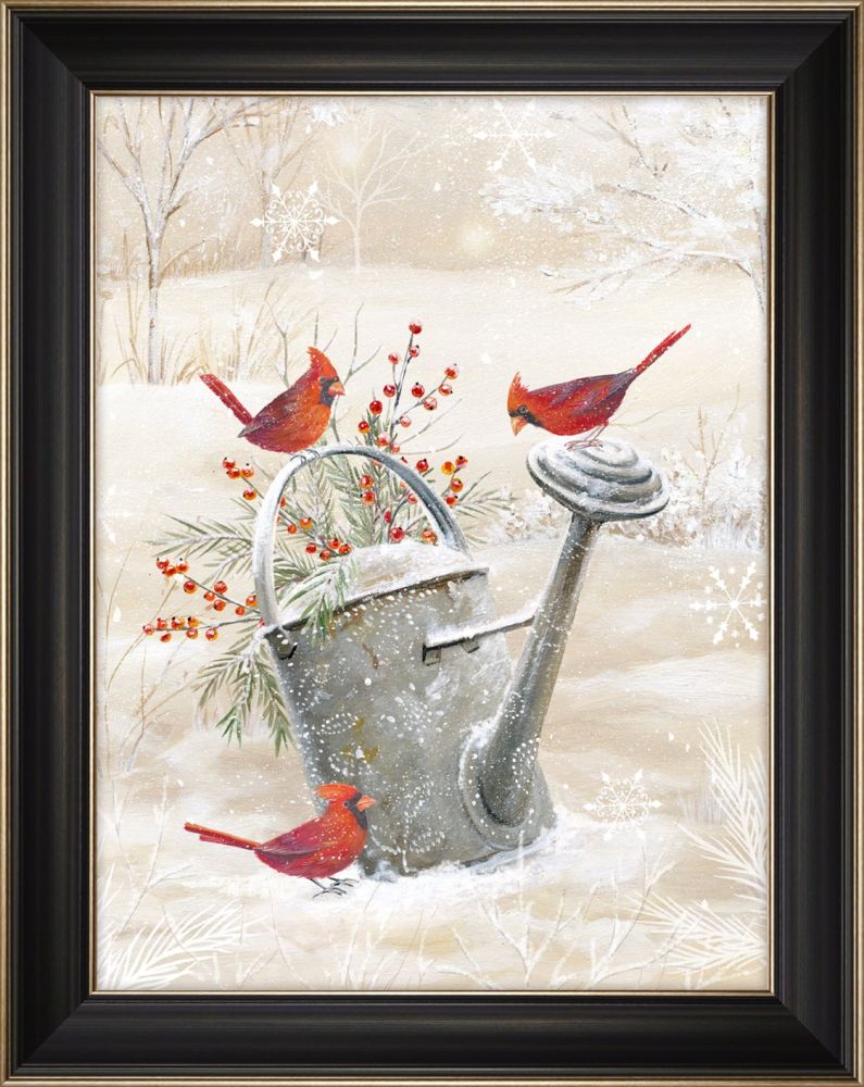 Cardinals and Watering Can Framed Canvas Print 12