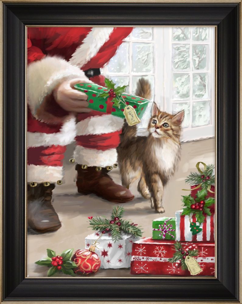 Santa and Kitten Framed Canvas Print 12