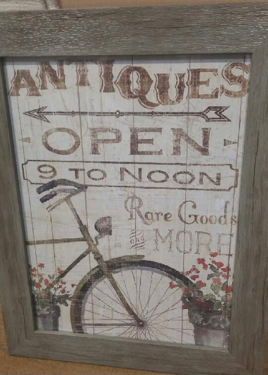 Antique Look Bike Picture with Wooden Frame