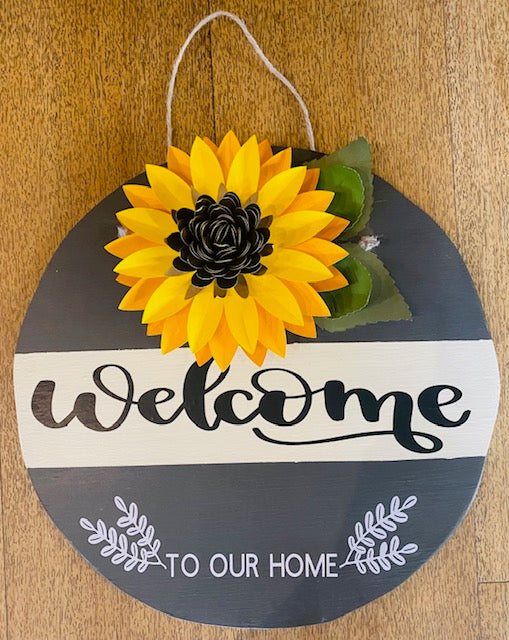Local Handcrafted Sunflower Welcome Sign
