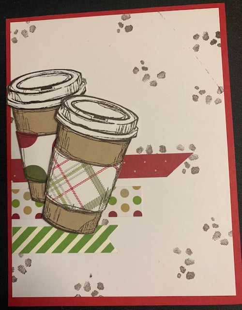 Prairie Girl Paper Handmade Card - Holiday Latte Cups - Blank Inside