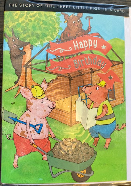 Fairy Story Birthday Cards - The Three Little Pigs - Happy Birthday
