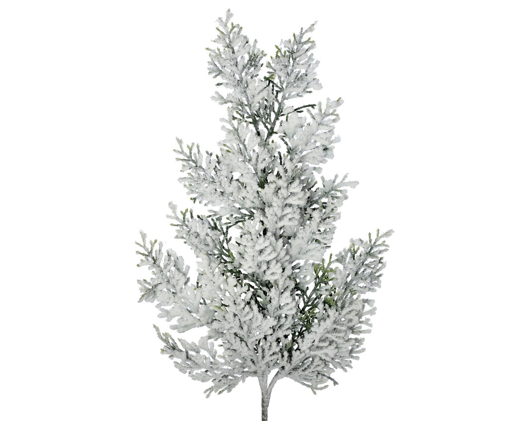 Flocked Cedar Spray - Green & White - 20