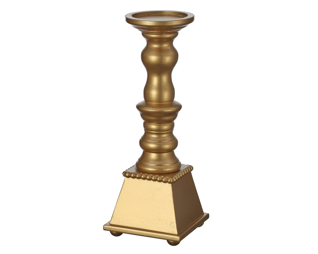 Wooden Candle Stand - Gold - 14
