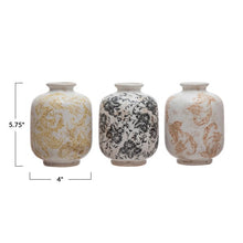 Load image into Gallery viewer, Scroll Design Glazed Terracotta Vase - 4&quot;x5&quot; - Assorted Colors
