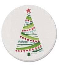 Abstract Christmas Tree Stoneware Coaster - Round