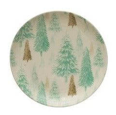 Stoneware Plate - Pine Tree Pattern