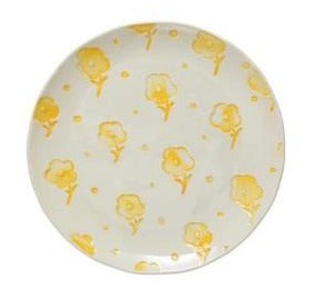 Hand Painted Stoneware Plate - Yellow