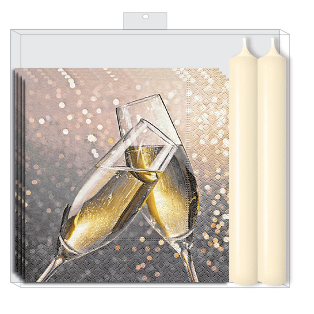 Cheers - Napkin & Candle Gift Set - Ivory