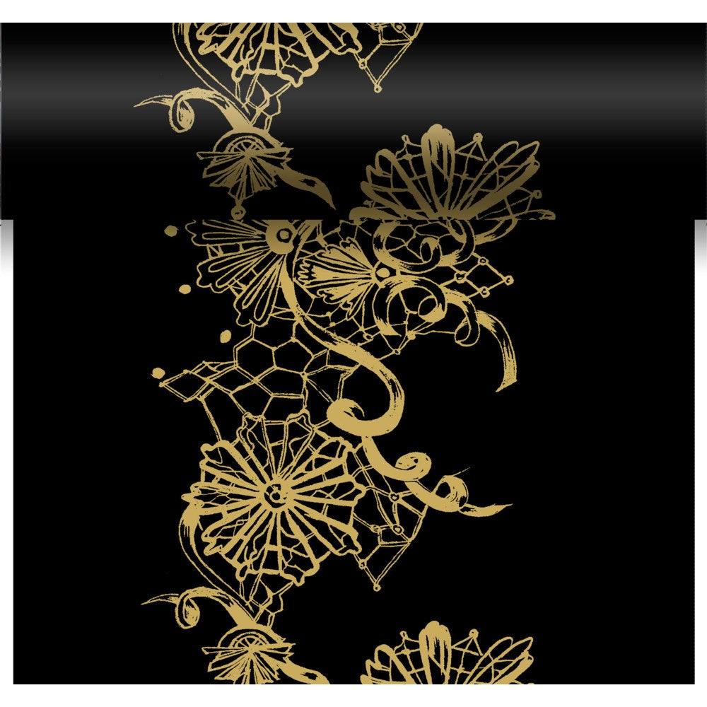 Dolce Vita Luxe Table Runner/ Napkin Roll - Black & Gold