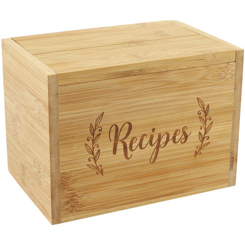 Bamboo Recipe Box Set - Includes Recipe Cards and Dividers