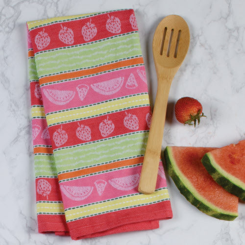 Sweet Life Jacquard Strawberry & Watermelon Tea Towel - Pink & Red Combo