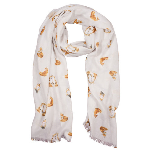 Contented Foxes - Scarf - Soft Grey